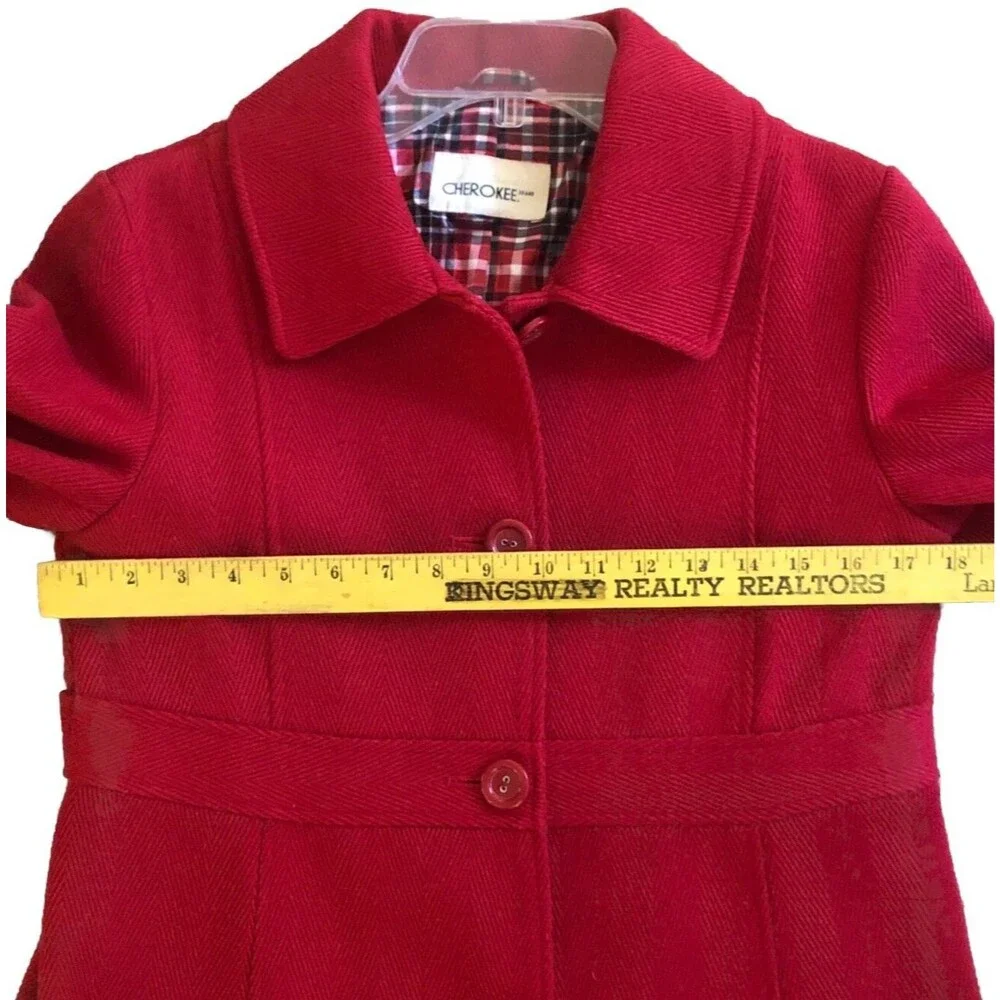 Cherokee Coquette Car Coat Womens Sz M VTG Red Fitted Babydoll Retro Rockabilly